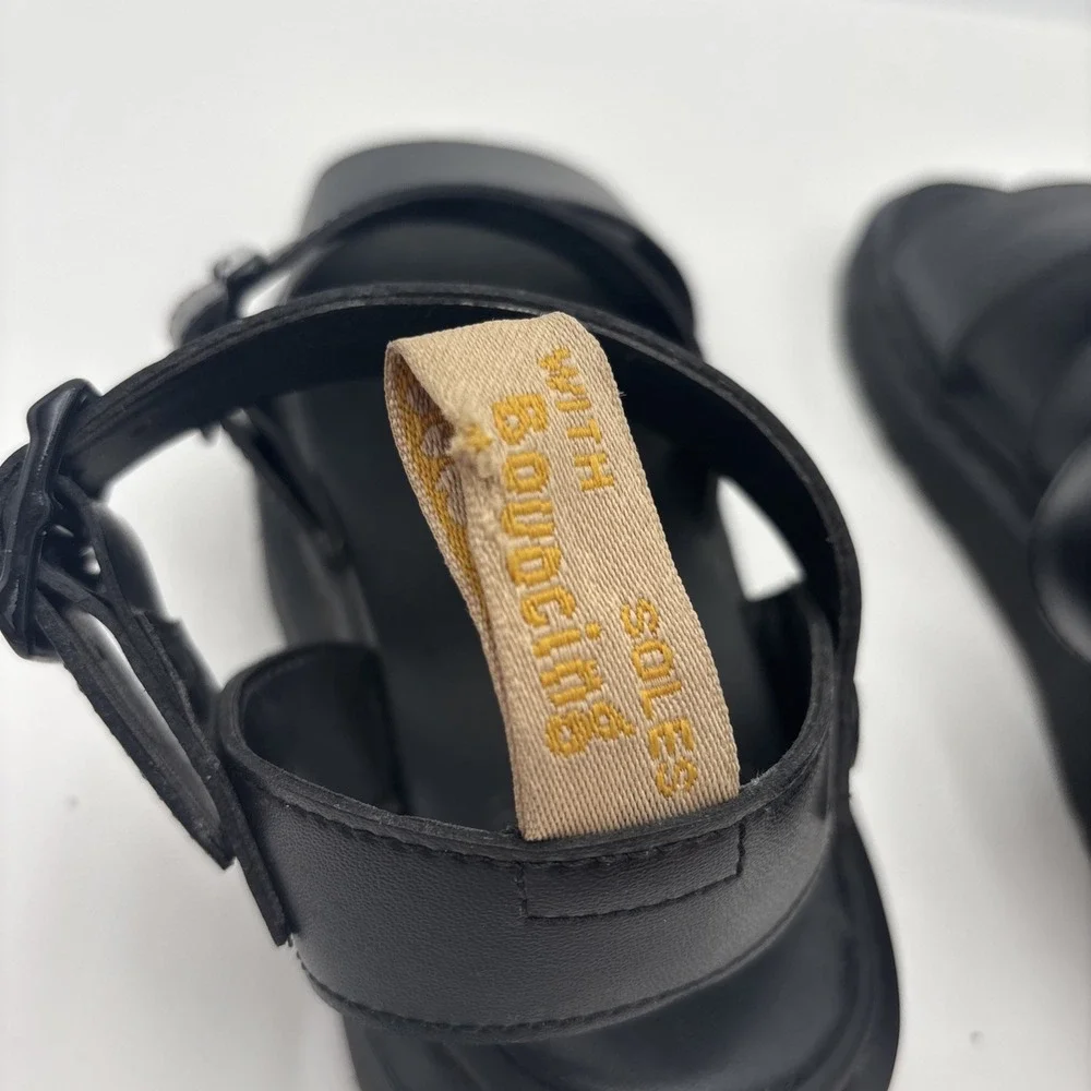 Dr Martens Gryphon Black Vegan Leather Sandals Size US 8M